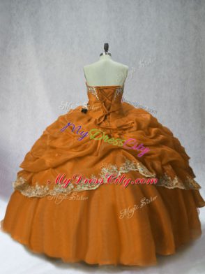 Brown Sleeveless Organza Lace Up Sweet 16 Dress for Sweet 16 and Quinceanera