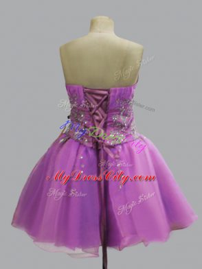 Lilac Sleeveless Beading Mini Length