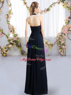 Luxury Dark Purple Chiffon Zipper Wedding Guest Dresses Sleeveless Floor Length Ruching