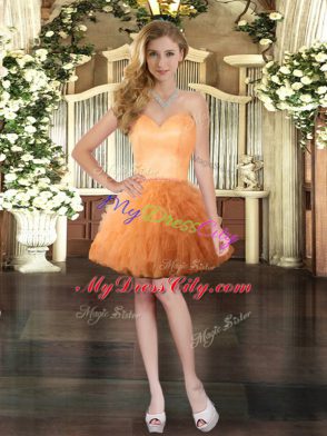 Sexy Orange Lace Up Sweetheart Ruffles Quinceanera Dresses Tulle Sleeveless