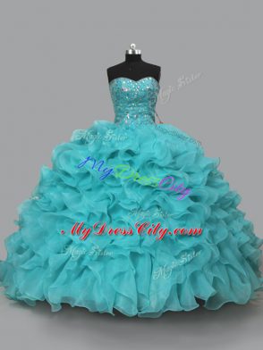 Organza Sleeveless Vestidos de Quinceanera and Beading and Ruffles