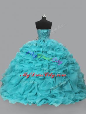 Organza Sleeveless Vestidos de Quinceanera and Beading and Ruffles