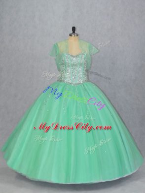 Floor Length Ball Gowns Sleeveless Apple Green 15th Birthday Dress Lace Up