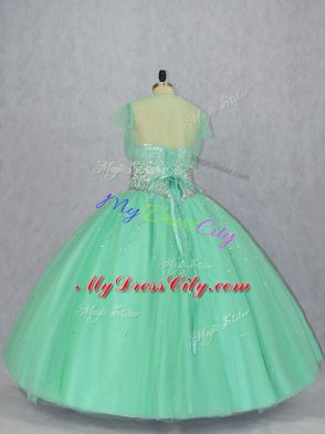 Floor Length Ball Gowns Sleeveless Apple Green 15th Birthday Dress Lace Up