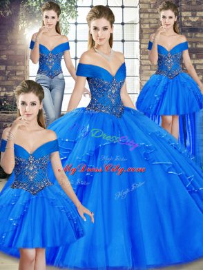 Sleeveless Lace Up Floor Length Beading and Ruffles Quinceanera Dresses