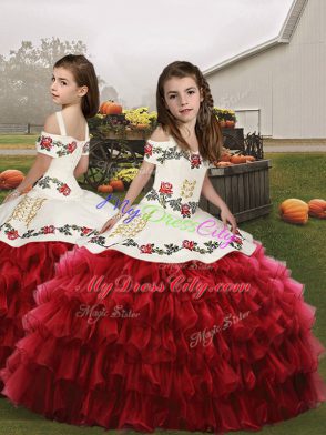 Graceful Floor Length Wine Red 15 Quinceanera Dress Off The Shoulder Sleeveless Lace Up