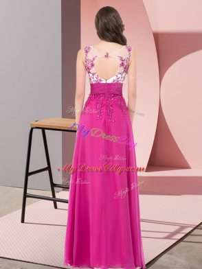 Fashion Scoop Sleeveless Chiffon Wedding Guest Dresses Appliques Backless