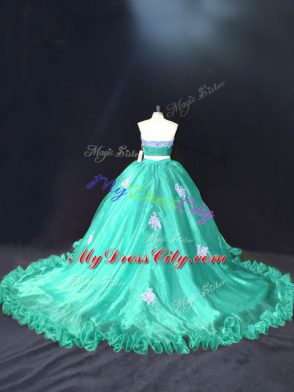 Suitable Sweetheart Sleeveless Organza Vestidos de Quinceanera Appliques Zipper