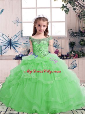 Most Popular Little Girls Pageant Dress Wholesale Party and Wedding Party with Beading Scoop Sleeveless Lace Up