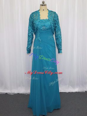 Floor Length Column/Sheath Sleeveless Blue Prom Party Dress Zipper