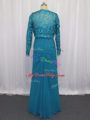 Floor Length Column/Sheath Sleeveless Blue Prom Party Dress Zipper