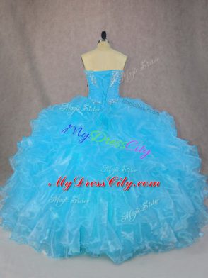 Sleeveless Beading and Ruffles Lace Up Sweet 16 Dress