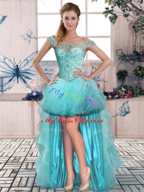 Sleeveless Beading and Ruffles Lace Up Sweet 16 Dress