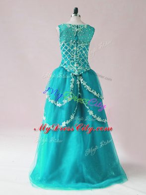 Sleeveless Beading and Appliques Zipper Dress for Prom