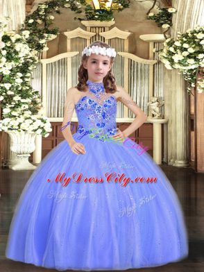 Customized Sleeveless Appliques Lace Up Little Girl Pageant Dress