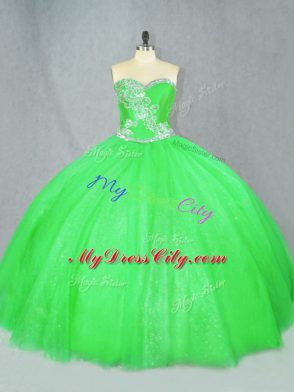 Tulle Sweetheart Sleeveless Lace Up Beading 15th Birthday Dress in