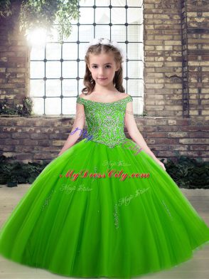 Child Pageant Dress Party and Wedding Party with Beading Off The Shoulder Sleeveless Lace Up