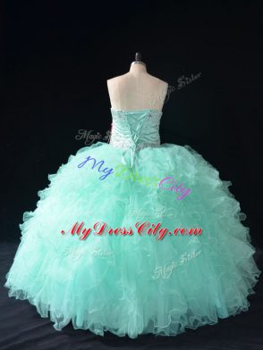 Customized Sweetheart Sleeveless Lace Up 15 Quinceanera Dress Apple Green Tulle