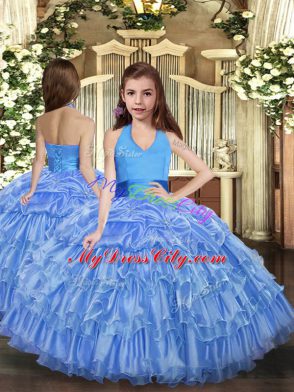 Sleeveless Lace Up Floor Length Ruffles and Pick Ups 15 Quinceanera Dress