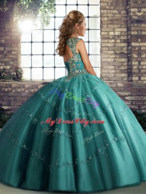 Sophisticated Beading and Appliques Quince Ball Gowns Olive Green Lace Up Sleeveless Floor Length