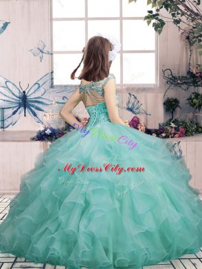 Customized Yellow Off The Shoulder Lace Up Beading and Ruffles Little Girl Pageant Dress Sleeveless