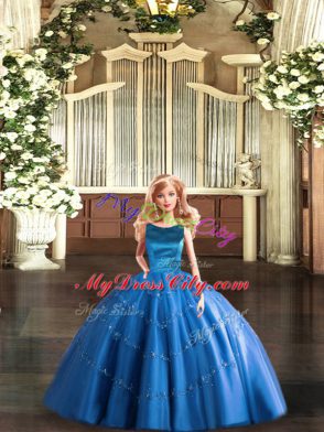 Tulle Sleeveless Floor Length Quinceanera Gowns and Appliques