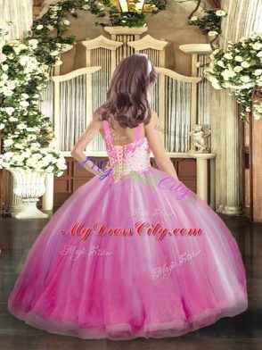 Straps Sleeveless Tulle Pageant Dress for Womens Beading Lace Up