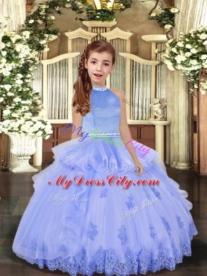 Customized Sleeveless Backless Floor Length Beading and Appliques Girls Pageant Dresses