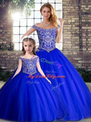 New Arrival Sleeveless Brush Train Lace Up Beading Vestidos de Quinceanera