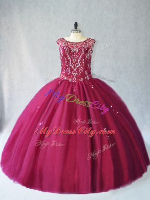 Most Popular Burgundy Quinceanera Dress Sweet 16 and Quinceanera with Beading Scoop Sleeveless Lace Up