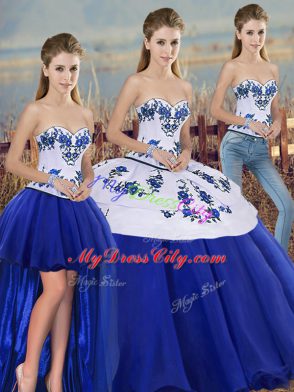 Royal Blue Sleeveless Tulle Lace Up Quinceanera Dresses for Military Ball and Sweet 16 and Quinceanera