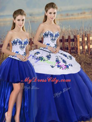 Royal Blue Sleeveless Tulle Lace Up Quinceanera Dresses for Military Ball and Sweet 16 and Quinceanera