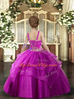 Red Sleeveless Tulle Lace Up Pageant Dress Wholesale for Party and Wedding Party