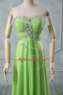 High Low Homecoming Dress Chiffon Sleeveless Beading and Ruching