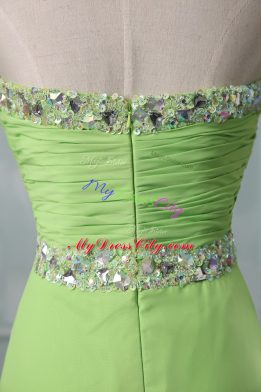 High Low Homecoming Dress Chiffon Sleeveless Beading and Ruching