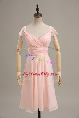 Cute Pink Junior Homecoming Dress Straps Cap Sleeves Zipper