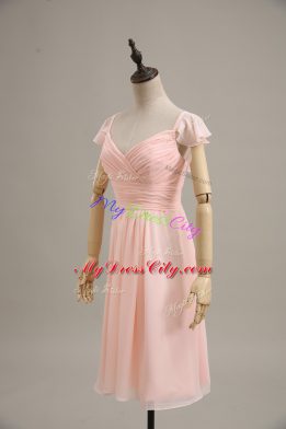 Cute Pink Junior Homecoming Dress Straps Cap Sleeves Zipper