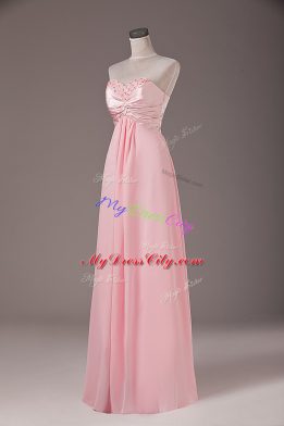 Trendy Baby Pink Sweetheart Lace Up Beading Prom Dresses Sleeveless