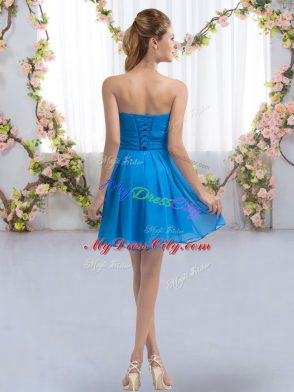 Sleeveless Ruching Lace Up Damas Dress