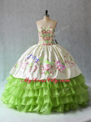 Beautiful Sweetheart Sleeveless Lace Up Sweet 16 Dresses Green Organza