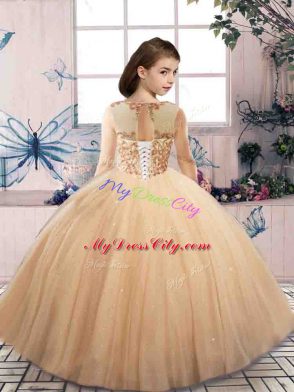 Yellow Green Lace Up Pageant Dress for Teens Beading Sleeveless Floor Length