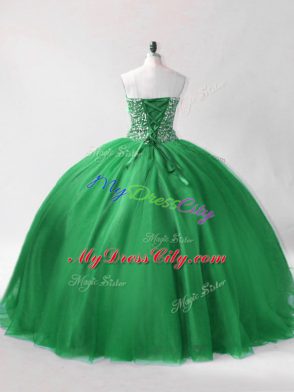 Fashion Dark Green Sweetheart Lace Up Beading Quinceanera Gowns Sleeveless