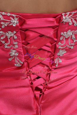 Sweetheart Sleeveless Quinceanera Gown Floor Length Appliques Hot Pink Taffeta