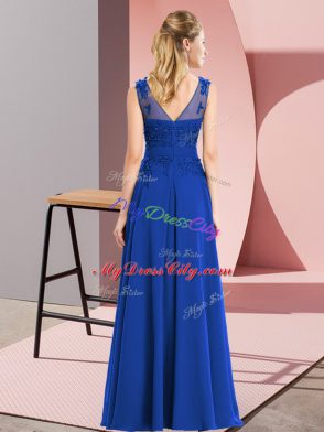 Sleeveless Zipper Floor Length Beading and Appliques Dama Dress