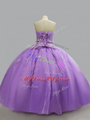 Simple Lavender Sweetheart Neckline Beading Quinceanera Dress Sleeveless Lace Up