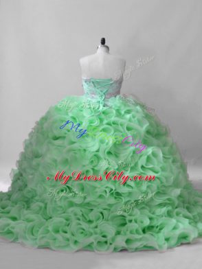 Graceful Sleeveless Brush Train Lace Up Beading Quinceanera Dresses