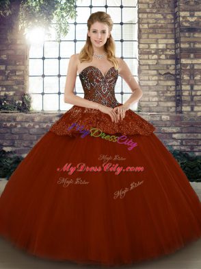 Tulle Sleeveless Floor Length 15 Quinceanera Dress and Beading and Appliques