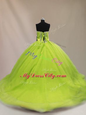 Sleeveless Court Train Beading Sweet 16 Dress