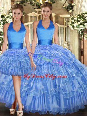 Elegant Baby Blue Sleeveless Lace Up Sweet 16 Dresses for Sweet 16 and Quinceanera