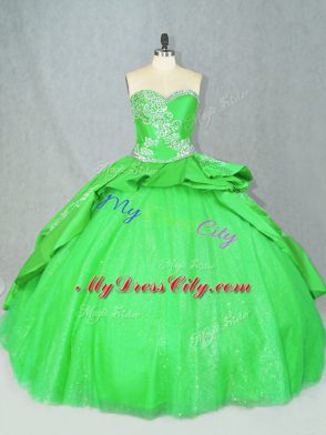 Luxurious Sleeveless Tulle Brush Train Lace Up Ball Gown Prom Dress for Sweet 16 and Quinceanera